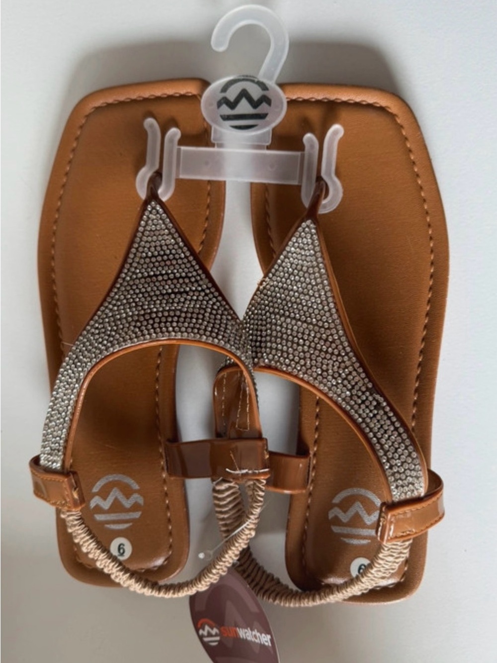 Women’s Brown Jeweled T-Strap Sandals